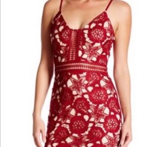 Worn once! Crocheted strappy red dress with cutouts. Size M, fits like an S.